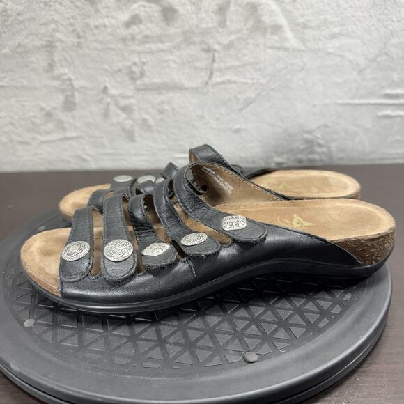 Dansko Women's Size 8 Janie Black Leather Slip-On Slide Comfort Casual Sandals - Picture 3 of 7